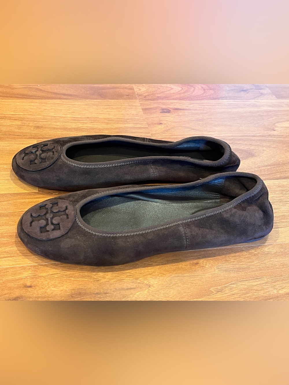 Tory Burch Reva Travel Suede Ballet Flat in Dark Cocoa - size 6.5 - NWOB - Picture 7 of 11